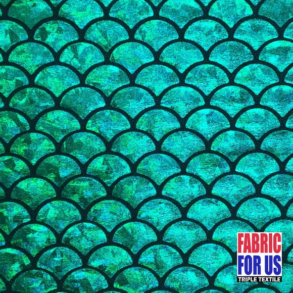 Mermaid / Fish Scale Holographic REFLECTIVE STRETCH Fabric Nylon Spandex 58/60" - Picture 6 of 10